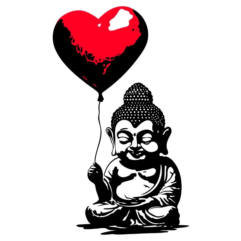 Buddha mit Herz Luftballon - Heartful Creatures