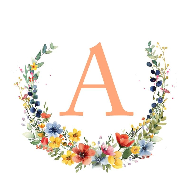 A Monogramm Floral, Blumenkranz, personalisierbar