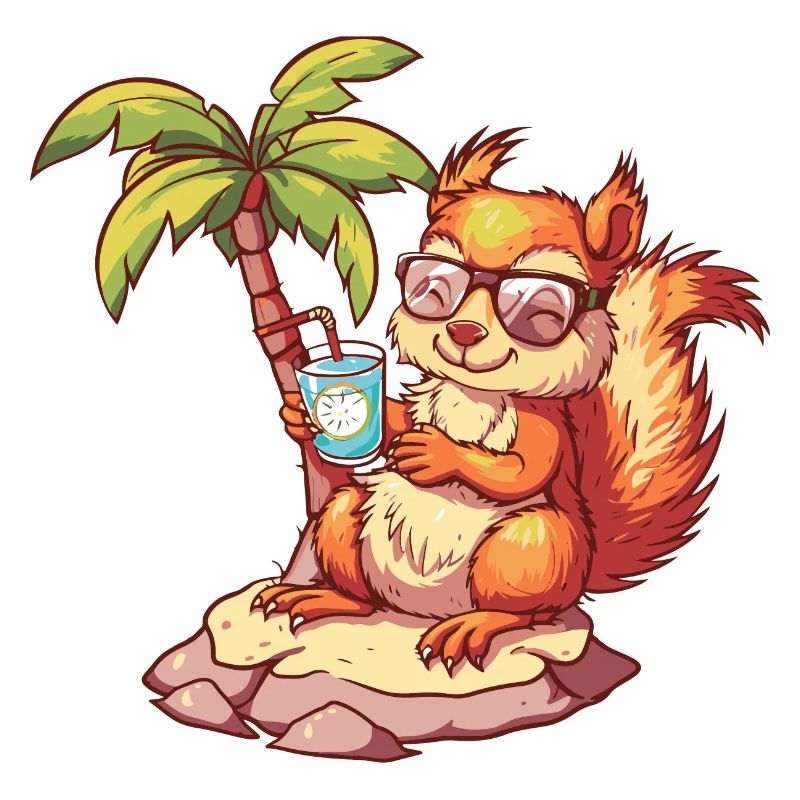 Eichhörnchen Sommer Strand Comic