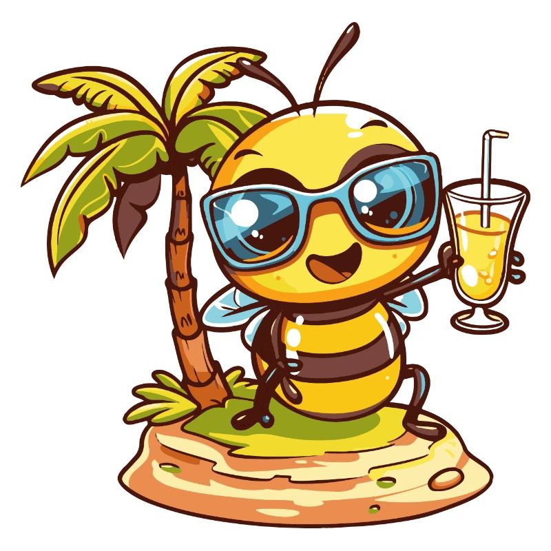Biene Sommer Strand Comic