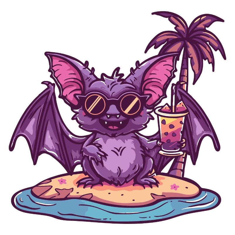 Fledermaus Sommer Strand Comic