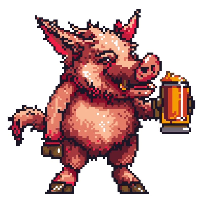 Cochon Bière Pixel Sanglier