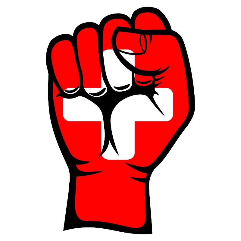 Symbole de la main du poing du drapeau suisse