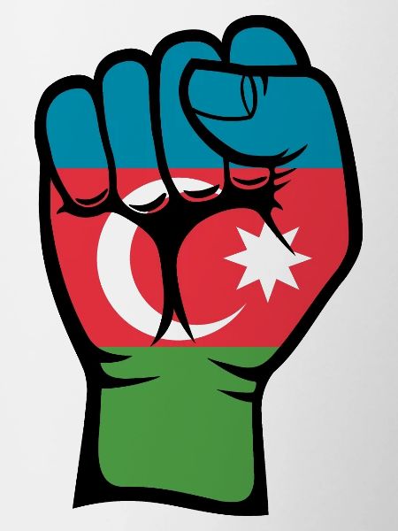 Azerbaijan Flag Fist Hand Symbol