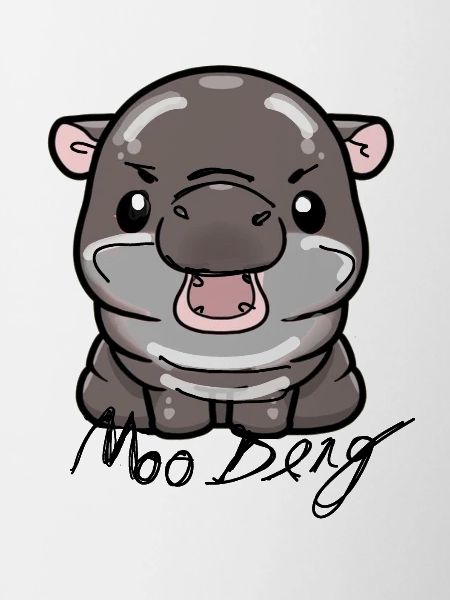 Moo Deng, hippo, illustration, hippo
