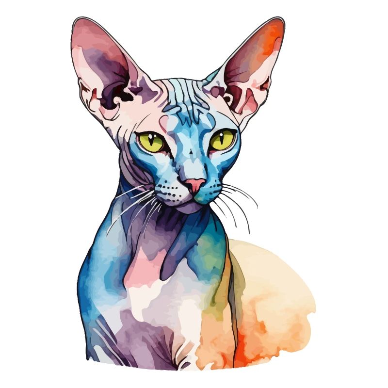 Sphynx Katze Wasserfarben