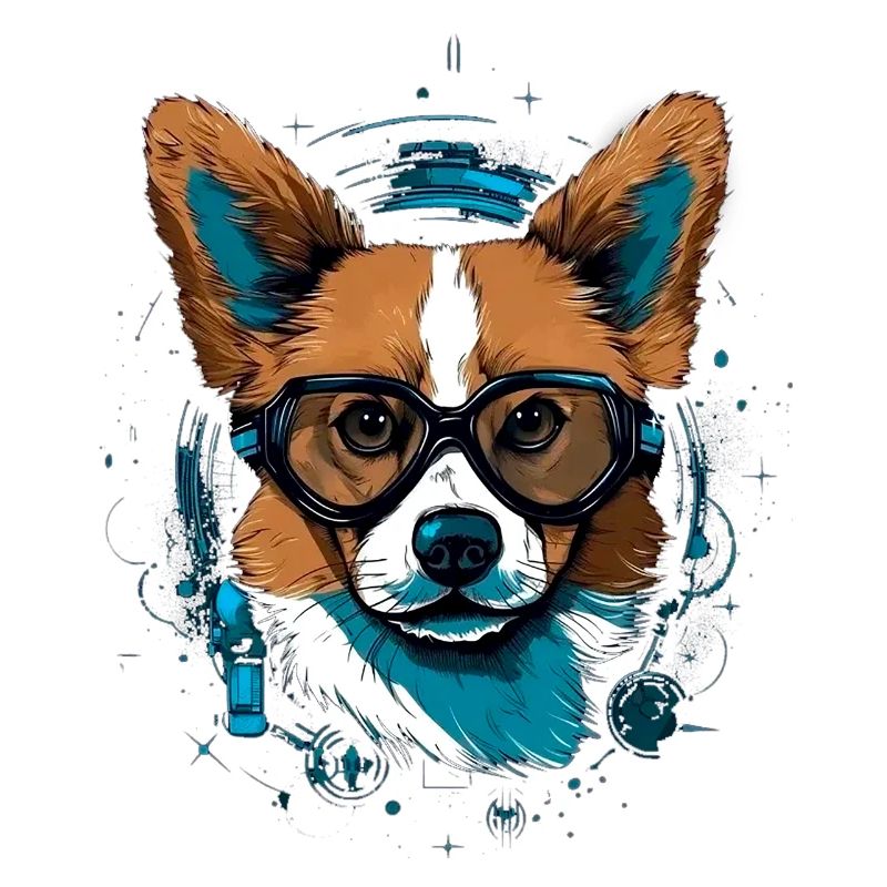 Cyber Corgi mit Brille