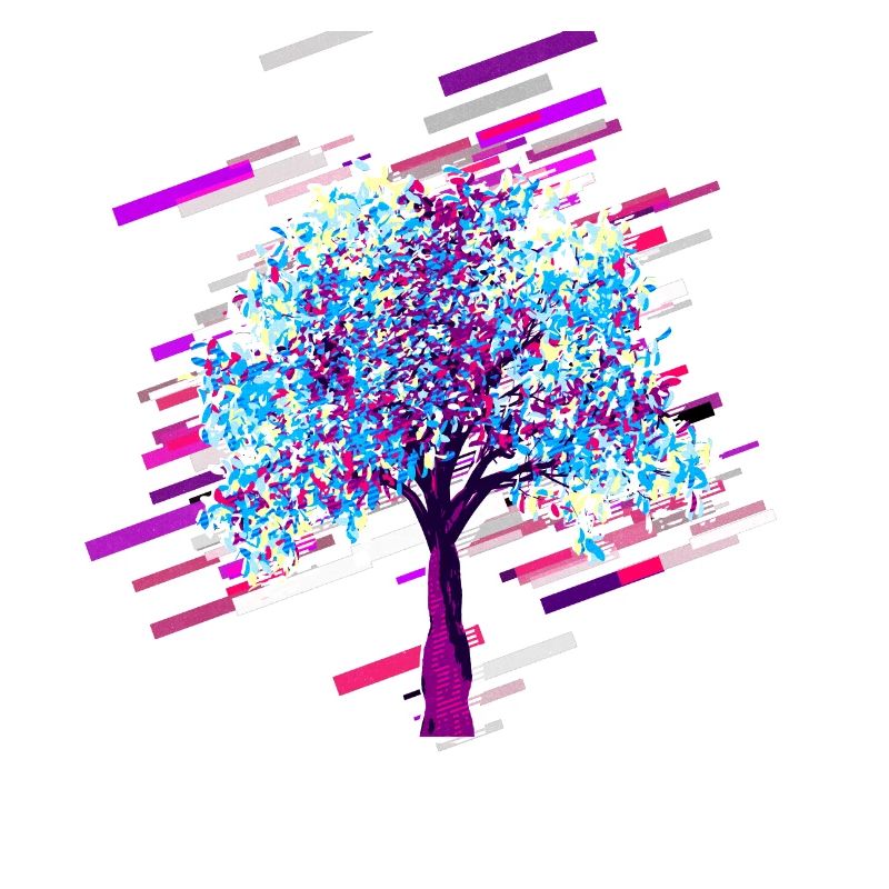 Baum Herbst 80er Retro Violett