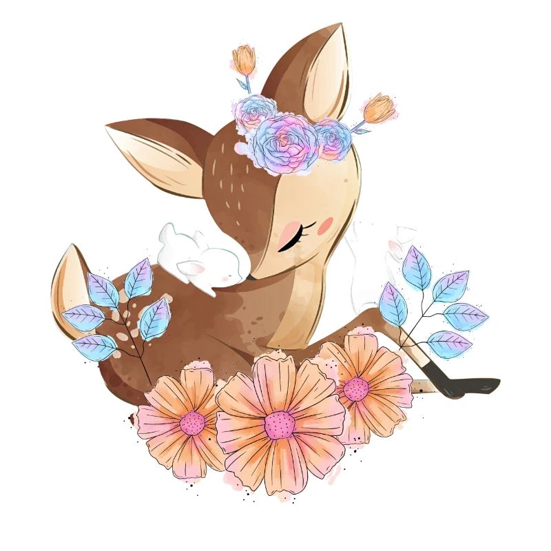 Cerf avec des fleurs