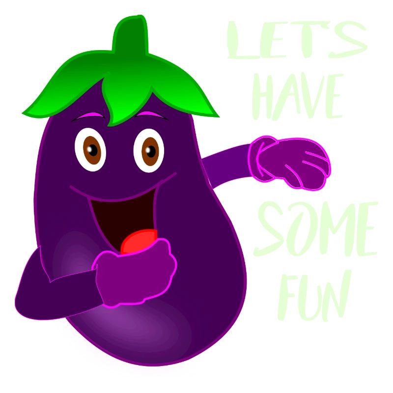 Funny eggplant is having fun