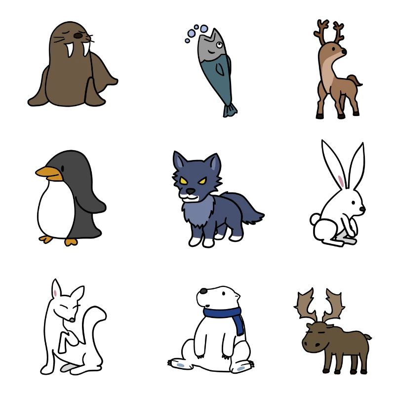 Mignon hiver animaux