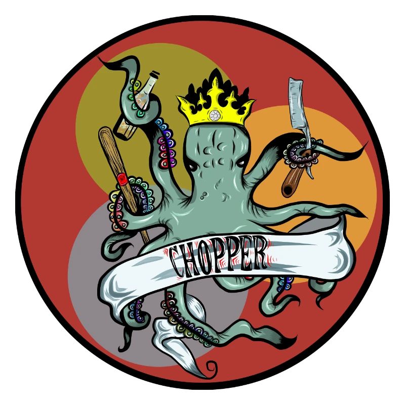 Oktopus Krake mit Krone und chopper