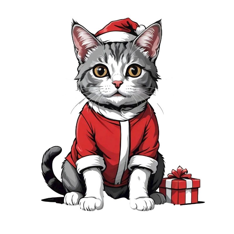 Weihnachtskatze Weihnachtsmann Katze Cat Geschenk