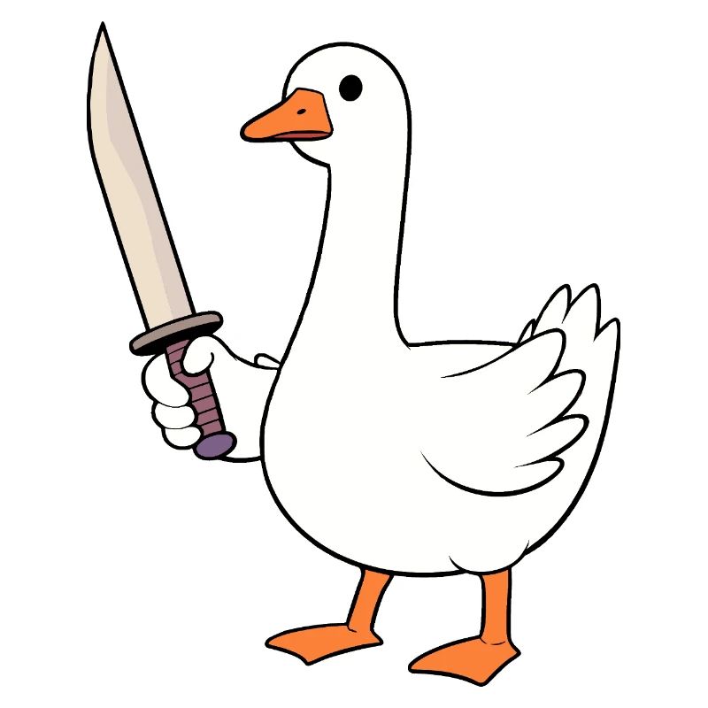 White Goose Duck Oiseau Couteau Attaque à l’épée