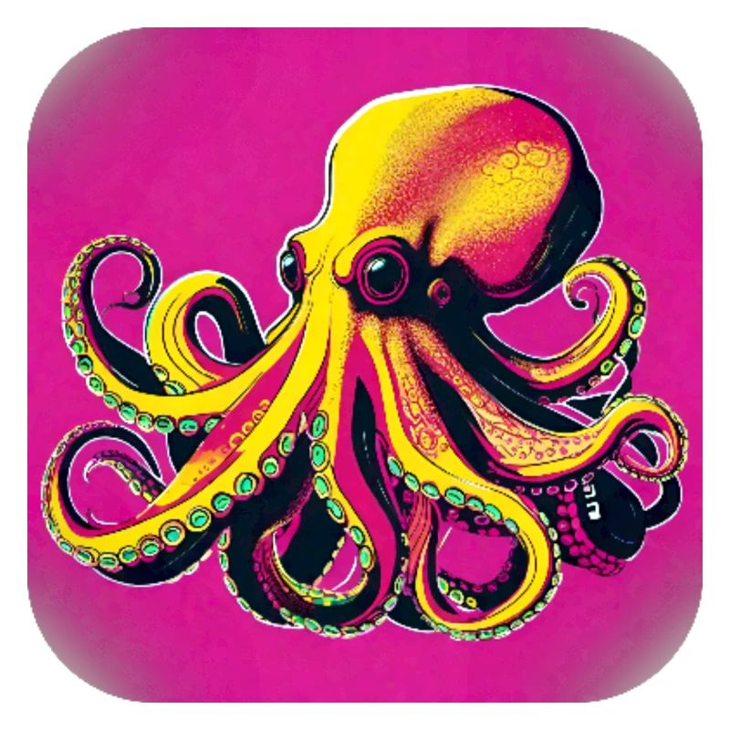 Octopus in 80s style in pink