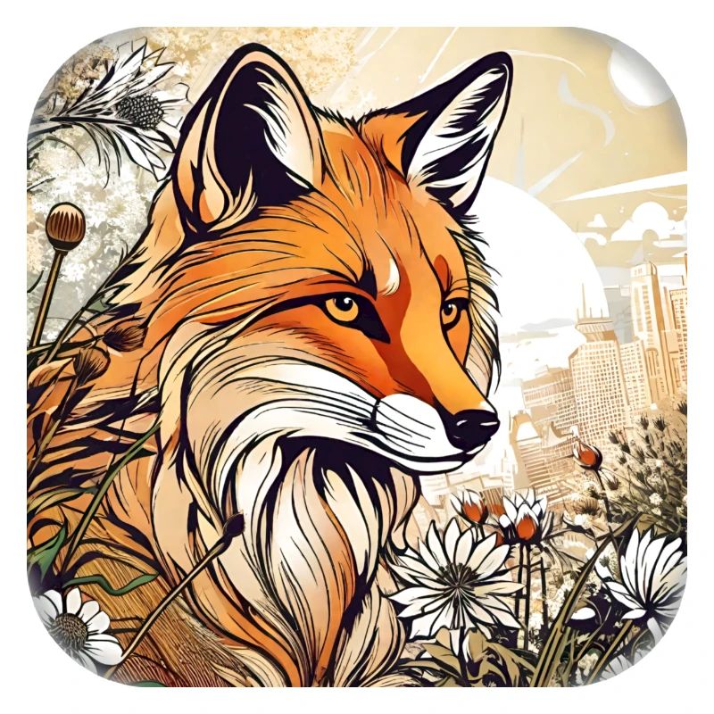 Fox with flowers