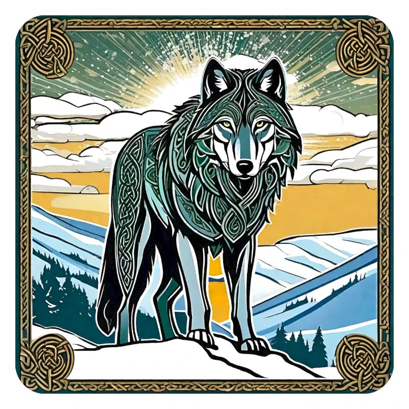 Loup cool dans le style celtique