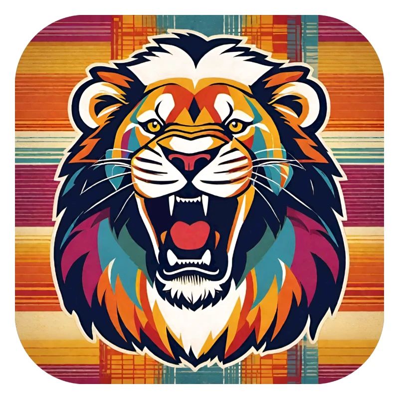 Roaring lion in retro style