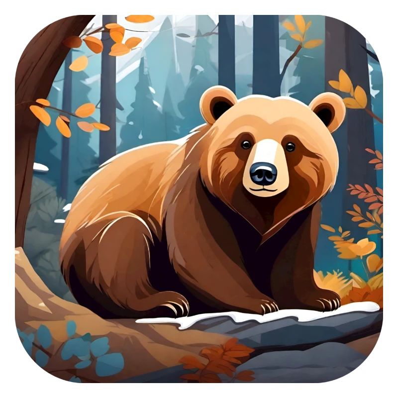 Cozy bear in the forest