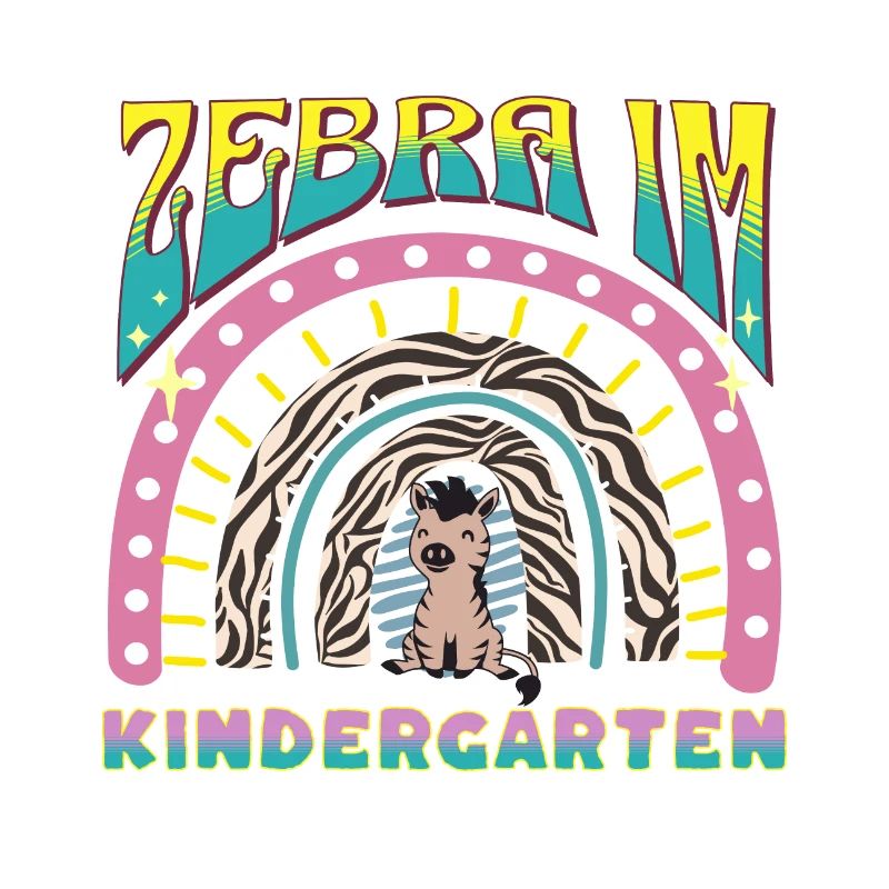 Zebra im Kindergarten Regenbogen Streife Design DE