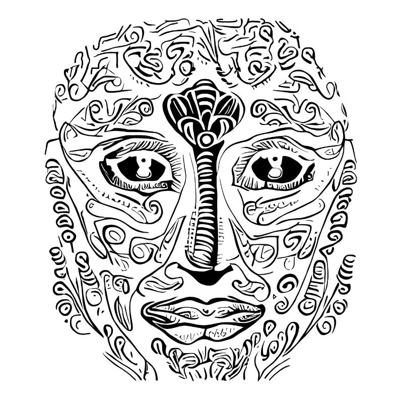 Abstract Ornament Face Graphic Pattern Line Art