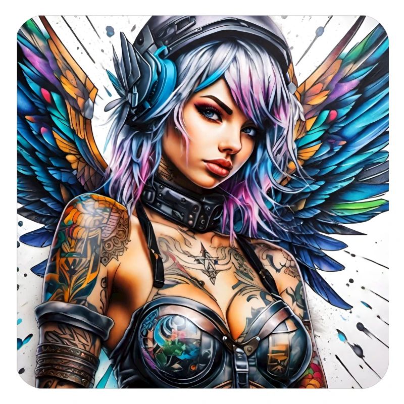 Cooler Cyberpunk Engel mit Kopfhörer