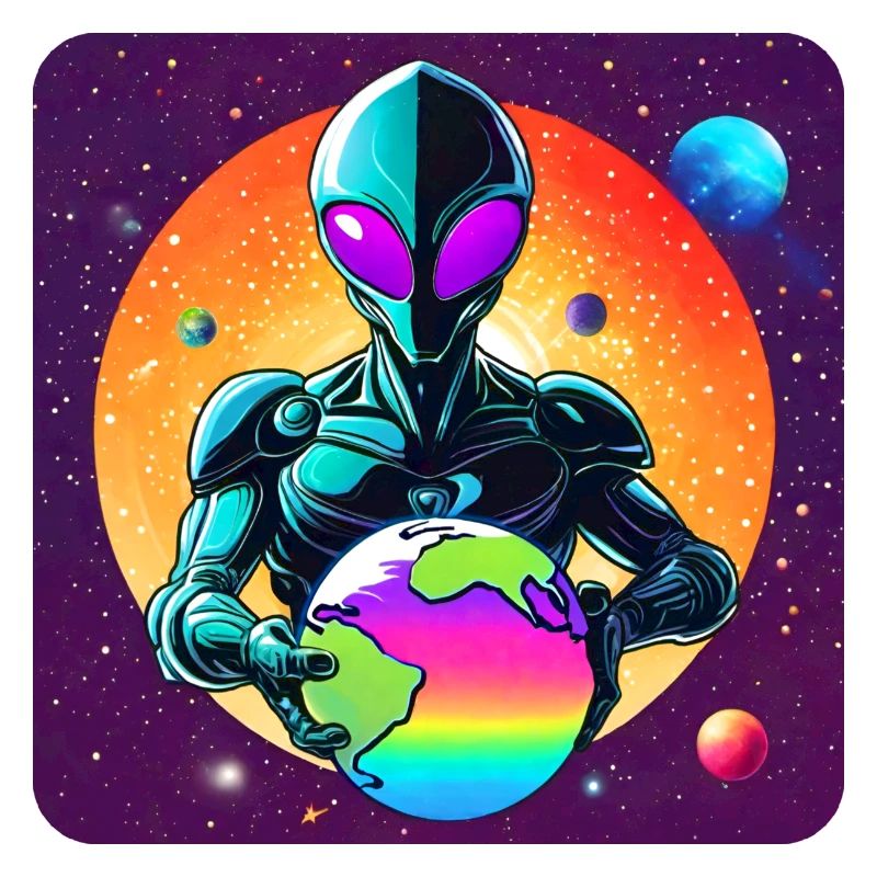 Cool alien avec une planète dans ses mains