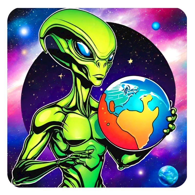 Cool alien avec une planète dans ses mains