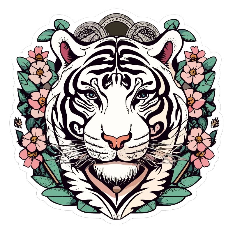 Tiger mit japanischen Kirschblüten Blüten Geschenk