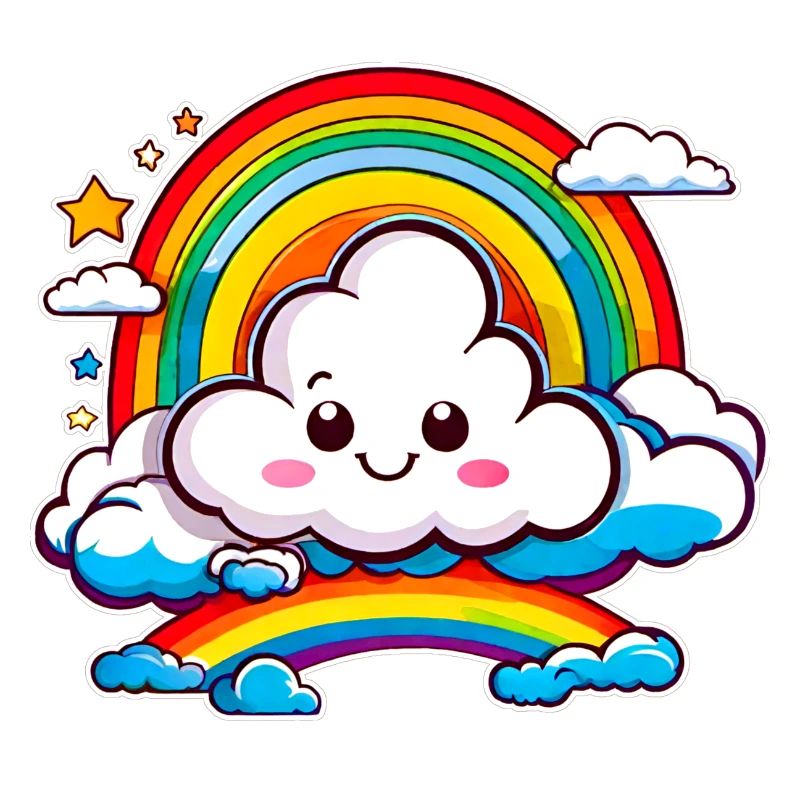 Nuage mignon avec arc-en-ciel