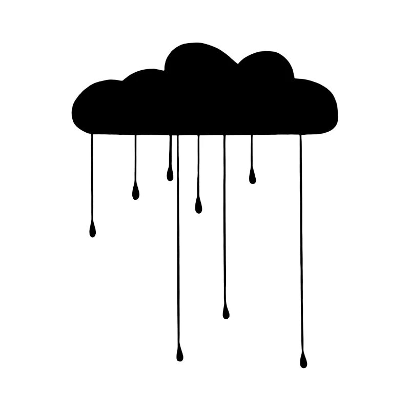 Black Graphic Cloud Rain Drops Dripping Storm