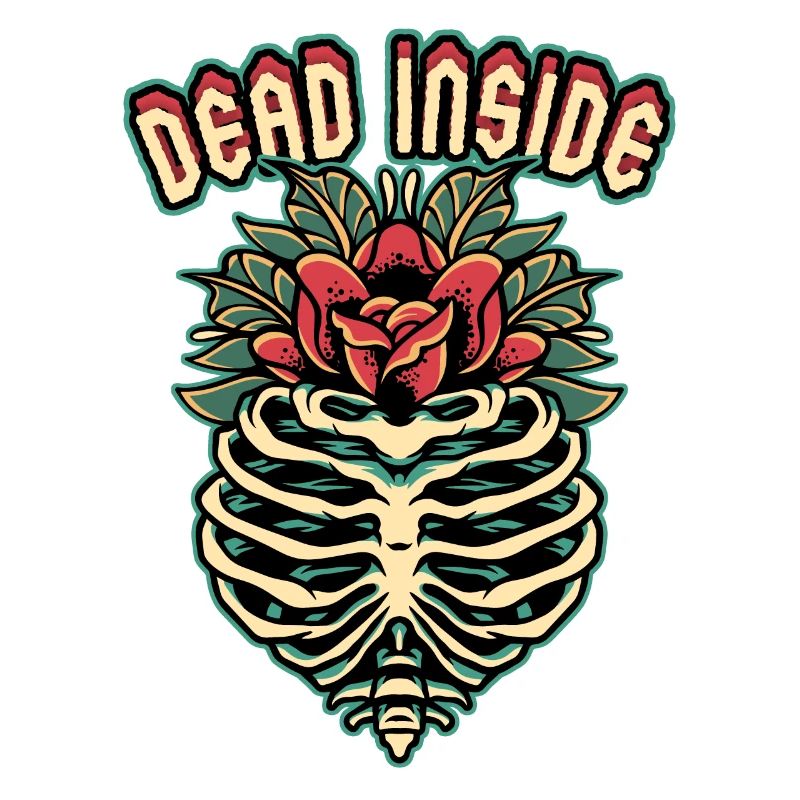 Skeleton, skeleton Dead-Inside, comic-style saying