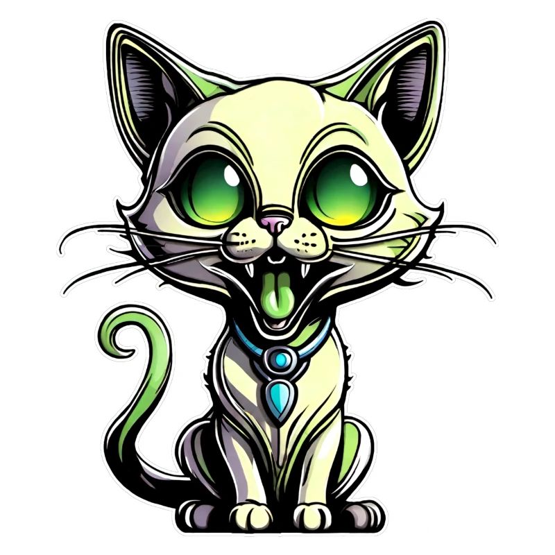 Chat extraterrestre vert mignon