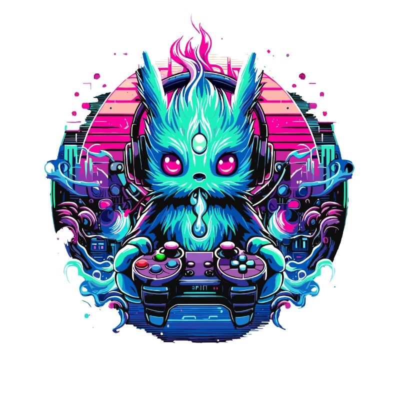 Synthwave Gamer Gaming Alien