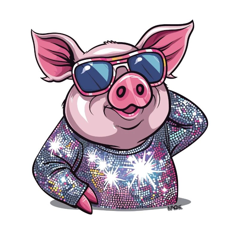 Glitter Disco Dance Diva Pig