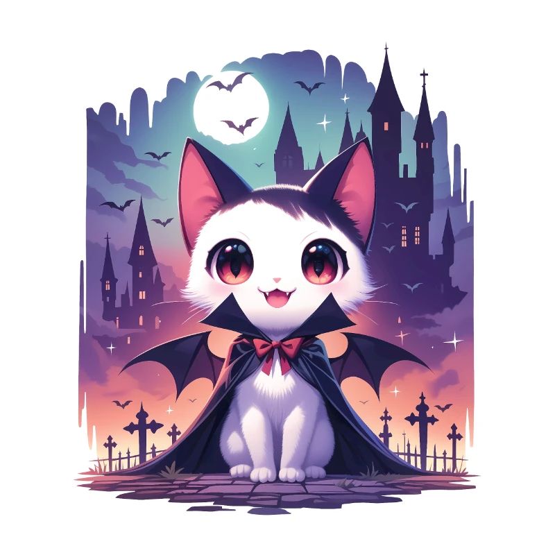 Cute Halloween Vampire Cat