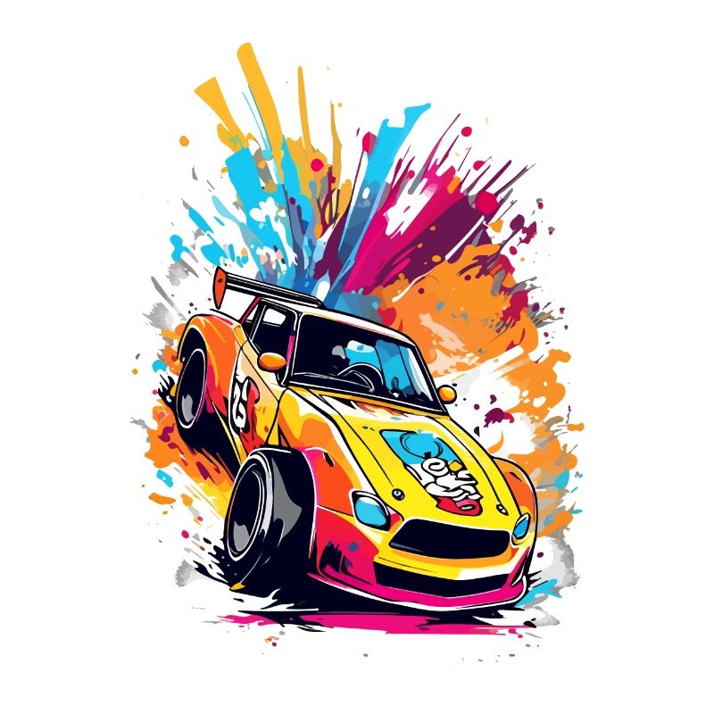 Retro Drift Car - Lebendige Racing Splash Kunst