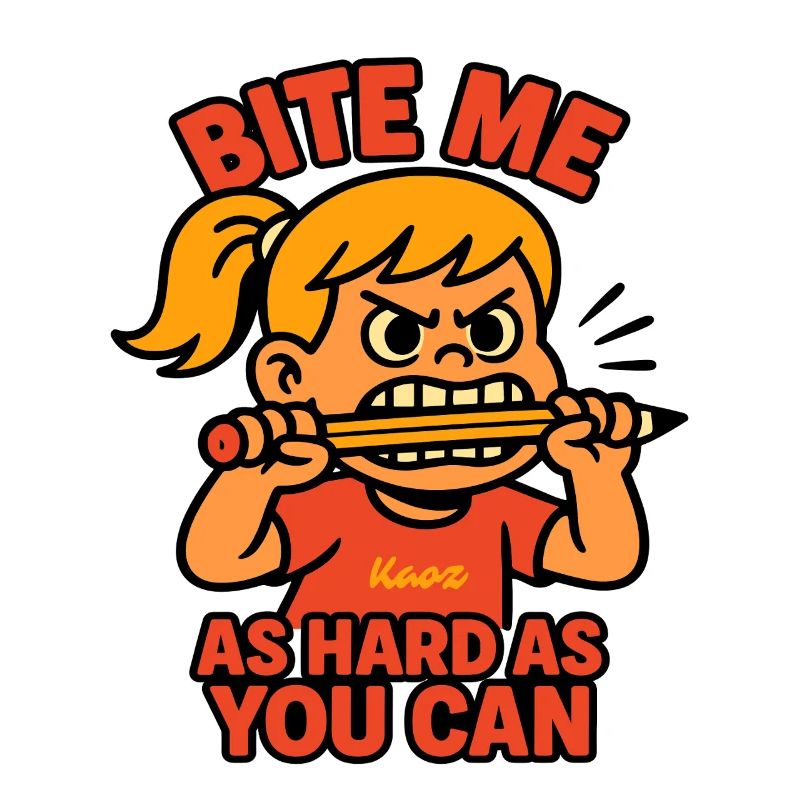 Beiß mich! Comic-Mädchen mit Wutanfall