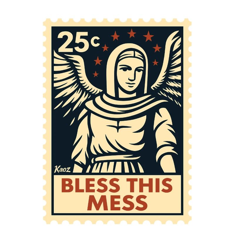 Bless This Chaos – Angel Postage Stamp