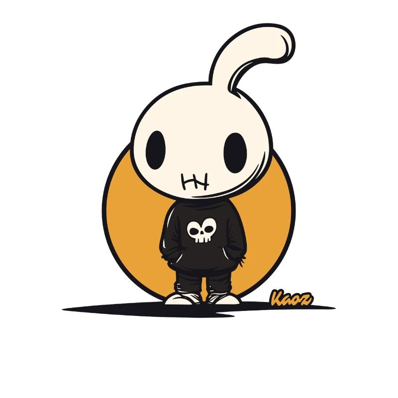 Cooler Hase mit Totenkopf Pulli Cartoon