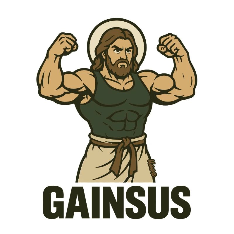 Muscular saint with bodybuilder pose