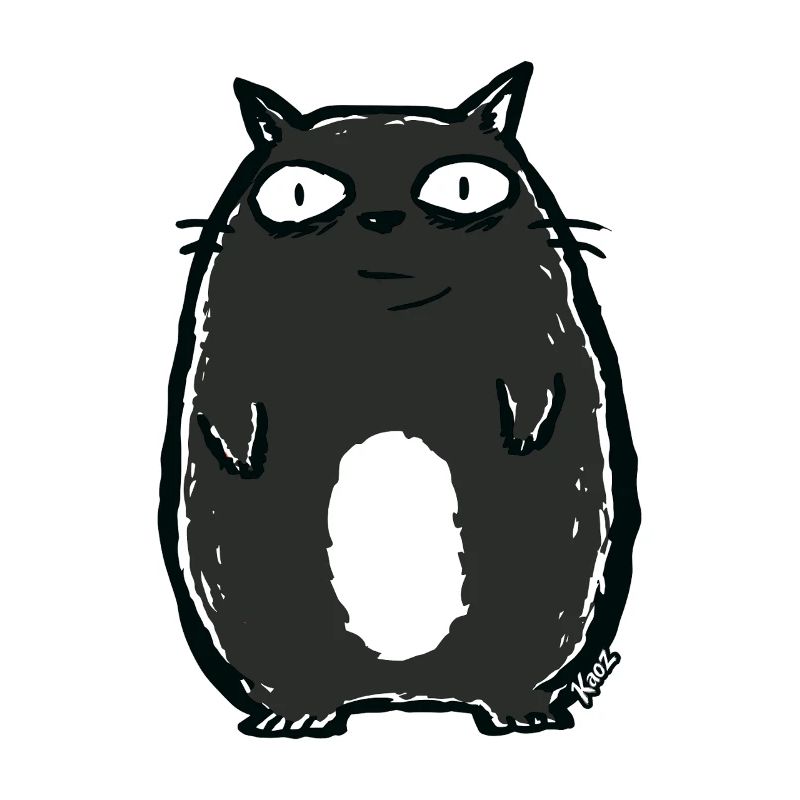 Chat de dessin animé noir avec de grands yeux