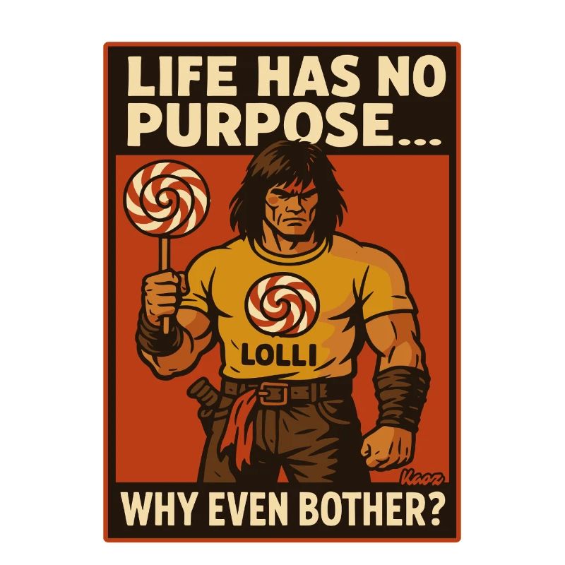 Muscular warrior man with lollipop comic style