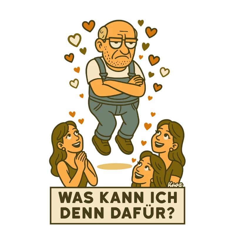 Grantiger Mann wird verehrt schwebt mit Herzchen