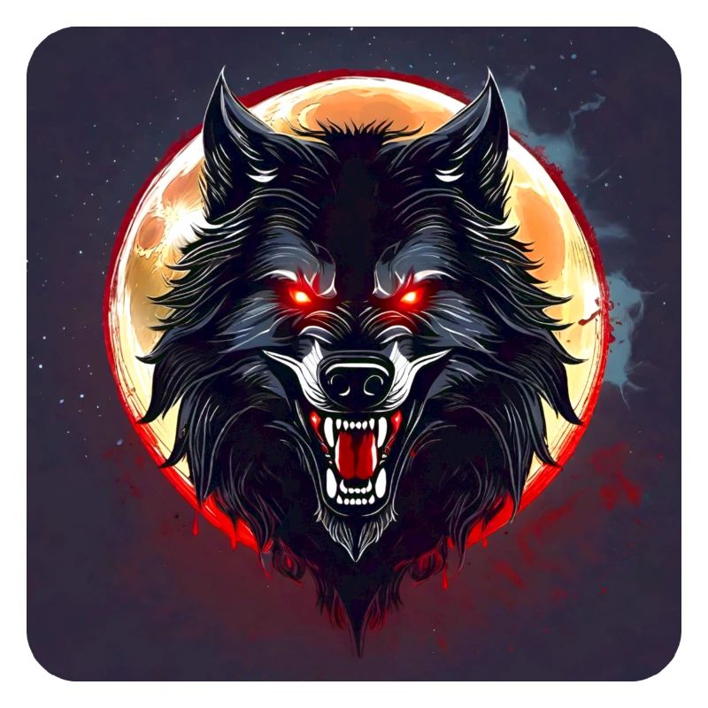 Horror werewolf with red glowing eyes