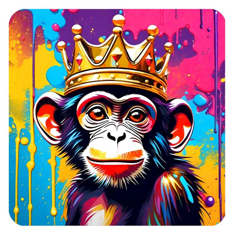 Cute monkey with crown in graffiti style