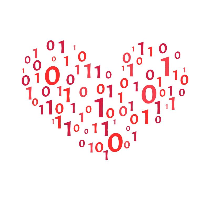Heart Binary Coding Computer Science Programmer