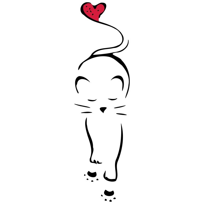 Cat silhouette heart paws