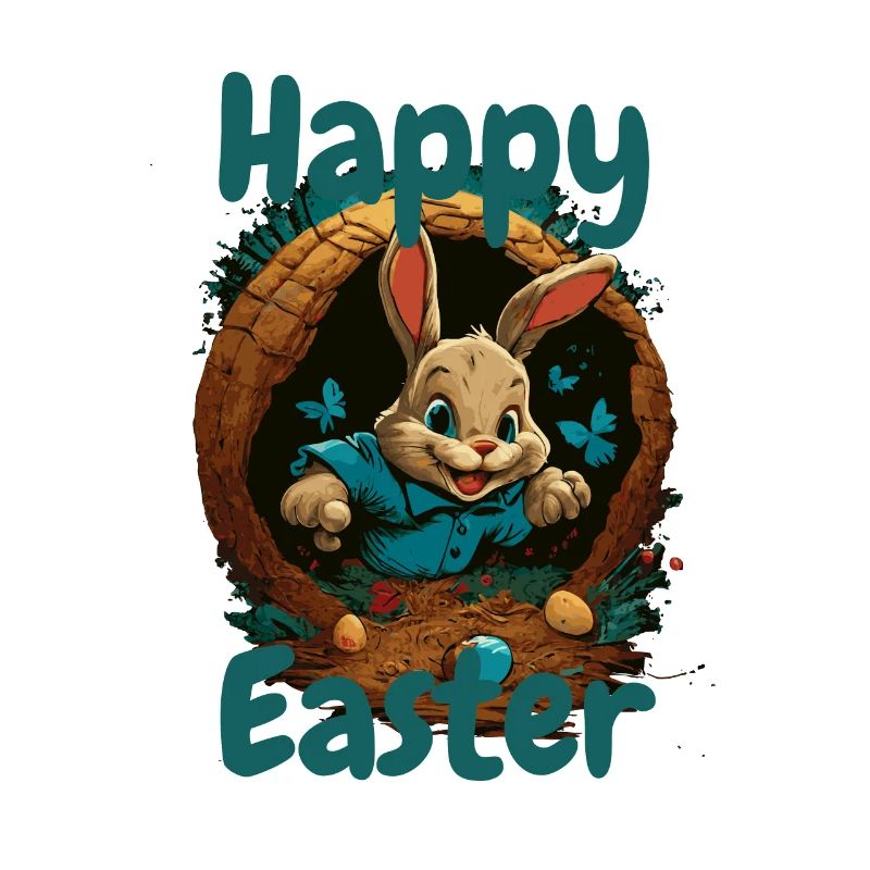 happy Easter Osterhase im Osterkorb Hase Ostern