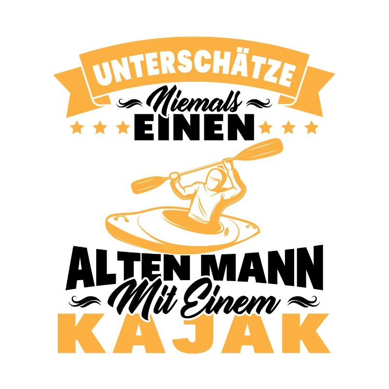 Alten mann mit einem Kajak